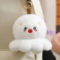 Cute white octopus plush keychain, soft hanging doll for backpacks and keys, cute accessory. - 10cm / White