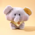 Simpatico peluche morbido animale imbottito bambola con bavaglino d'oro lucido per bambini. - Elefante