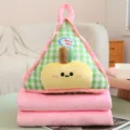 Mignon oreiller en peluche triangle couverture 2 en 1 coussin de dessin animé décoration cadeau - Ensemble Oreiller et Couverture / Plaid Vert