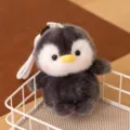 Simpatico pinguino di peluche portachiavi ciondolo grigio animale imbottito borsa giocattolo - Pinguino