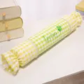 Cuscino in peluche cilindrico caramella a quadri gialli, morbido supporto per il collo. - Verde chiaro