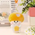 Simpatico portachiavi bambola fungo in peluche con ciondolo fiore giallo e anello. - 10cm / Giallo