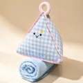 Oreiller couverture de dessin animé triangulaire polaire corail mignon coussin suspendu - Bleu clair