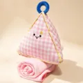 Ensemble coussin couverture triangle mignon polaire corail pliable pour canapé rose. - Rose