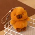 Cute plush animal keychain, soft brown stuffed toy bag charm and pendant for daily use. - Capybara