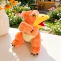 Cute orange pterosaur slap bracelet plush toy, soft stuffed animal wristband for kids. - Pterosaur / 23cm
