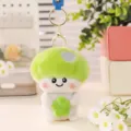 Cute green mushroom plush keychain with four leaf clover pendant for bags and car decor - 10cm / Light Green
