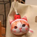 Peluche gatto cappello fragola ciondolo carino borsa portachiavi morbido animale decoro - Stile fragola (10 cm)