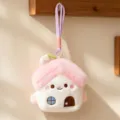 Cute plush house pendant keychain fluffy cartoon doll bag charm aesthetic car hanging ornament - Peach House / 15cm