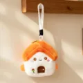 Cute plush house pendant toy, soft cartoon doll hanging ornament for car or bag decoration. - Honey Peach Bamboo House / 15cm