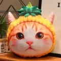 Simpatico cuscino in peluche gatto con cappello di frutta divano regalo per ragazze - Stile ananas (40 cm)