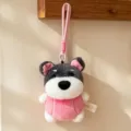 Cute plush pendant doll keychain cartoon bag charm soft stuffed animal toy in pink and grey. - Pink Baseball Husky / 17cm
