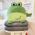 Bonito cojín manta cocodrilo felpa verde 2en1 suave cómodo excelente variante - Almohada 40*40/Expandido 150*100cm / Cocodrilo Verde