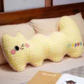 Cuscino lungo a quadri gialli, morbido cuscino gatto per letto e divano confortevole. - 85cm (Senza Fodera Interna) / Stile giallo giocoso