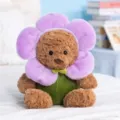 Simpatico orsetto di peluche con fiore morbido bambola cuscino regalo adorabile per bambini - 30 cm / Viola