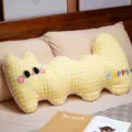 CUSCINO LUNGO GIALLO A QUADRI A FORMA DI GATTO PER DORMIRE DI LATO E DIVANO, LAVABILE. - 85cm (Senza Fodera Interna) / Stile giallo carino