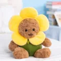 Simpatico orsetto di peluche girasole morbido bambola cuscino regalo per bambini - 30 cm / Giallo