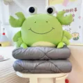 Lindo juego de almohada y manta de felpa 2 en 1, cojín de cangrejo de dibujos animados verde. - Almohada 40*40/Expandido 150*100cm / Cangrejo verde claro