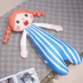 Cute girl long bolster pillow, blue-white striped plush body for bed sleeping and hugging. - 65cm/0.35kg / Blue
