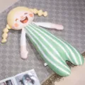 Cute girl long plush body pillow, soft stuffed cartoon doll toy for sleeping and hugging comfort. - 65cm/0.35kg / Green