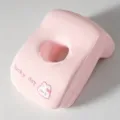 Rosa Memory Foam Schlafkissen mit süßer Hasenstickerei und ergonomischem Loch für das Büro. - Rosa