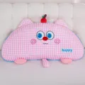 Pink checkered plush cartoon bedside cushion cute lazy sofa backrest pillow for home use - Small: 80cm / Pink