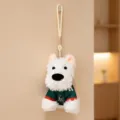 Simpatico cucciolo Westie peluche portachiavi bambola, variante maglia verde, accessorio borsa. - Stile Maglia Verde e Rossa 15cm
