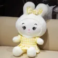 Simpatica bambola di peluche di coniglio con abito a quadri gialli cuscino di animale - 60CM / Giallo