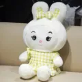 Simpatico coniglio peluche bambola di stoffa con vestito a quadri regalo morbido - 60CM / Verde chiaro
