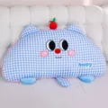 Cute blue checkered plush bedside cushion cartoon lazy sofa pillow for reading and waist support. - Small: 80cm / Blue