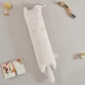 Cute striped cat long plush bolster pillow, soft sleeping companion for kids bed, cozy decor. - 90cm / Orange
