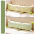 Cartoon striped long body pillow, double-sided design with velvet and cooling fabric for sleep. - 85cm / 0.75kg / Light Green