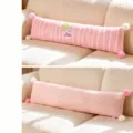 Cartoon striped long body pillow, double-sided design with cute cat print for sleeping. - 85cm / 0.75kg / Pink