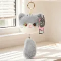Simpatico gatto grigio peluche portachiavi borsa pendente morbido giocattolo con anello - Pendaglio gatto Muyu da preghiera a corda da 10 cm - Gatto grigio