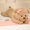 Süßer riesiger Teddybär Plüschtier mit Schleife, weiches Kuschelkissen für Mädchen Zimmer. - Braun