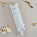 Cute striped long cat body pillow, soft bolster for side sleeping and bed head support. - 90cm / Light Blue