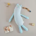 Cute long blue striped plush rabbit body pillow for side sleeping and pregnant women comfort. - 100cm / Light Blue