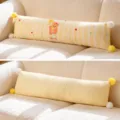 Long body pillow, double-sided velvet and cooling fabric bolster cushion for side sleeping. - 85cm / 0.75kg / Light Yellow