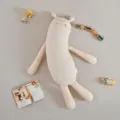 Striped rabbit long plush body pillow, cute sleeping companion cushion for women and pregnant sleep. - 100cm / Off White