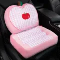 Cuscino sedile mela rosa, simpatico cuscino auto in peluche con schienale e motivo a quadri - 42x35x5cm / Rosa