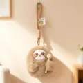 Pendentif en peluche paresseux poisson en bois mignon ornement sac charme bureau décor cadeau fille - Blanc
