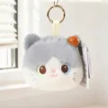 Cute cat plush keychain fluffy animal bag charm soft doll pendant for keys and backpacks. - 10cm Keychain Style - Grey Cat