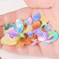 Iridescent shell sequins for DIY crafts, double hole colorful paillettes for garment decor. - Mixed / Multicolor