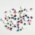 Close-up detail of colorful wiggle eyes with eyelashes, perfect for DIY toy crafts and accessories. - 8mm (50 Pieces/Pack) / Colorful