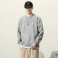 Felpa grigia da uomo streetwear finto due pezzi pullover a maniche lunghe ricamato top - Taglia L / Grigio