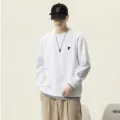 Moda autunno largo ricamato lettera falso due pezzi felpa girocollo bianco casual - Taglia L / Bianco