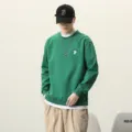 Autunno trendy ricamo largo blocco di colore finto due pezzi felpa verde pullover - Taglia L / Verde