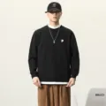Felpa uomo casual larga finto due pezzi collo tondo con ricamo colore nero moda - Taglia L / Nero
