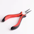 Detail shot of mini round nose pliers with red black handle for DIY jewelry making crafts tool - Bent Nose Pliers