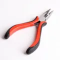 Mini bent nose jewelry pliers with red black handle detail view for DIY handmade wire crafting tasks - Jump Ring Pliers